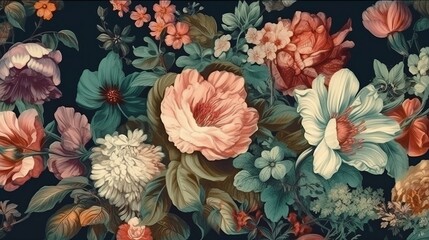 Poster - illustration of flowers background. generative ai