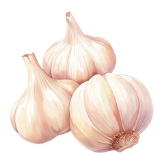 Wall Mural - Watercolor garlic. Vegetable clipart illustration. Generative AI