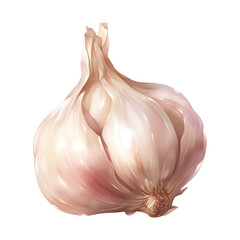 Wall Mural - Watercolor garlic. Vegetable clipart illustration. Generative AI