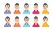 © powerpointschool - Young boy avatar profile icons of vector cartoon characters, vector illustration