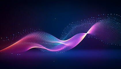 bright wavy background. glowing dots and lines. neon light. wave element for design. smooth particle
