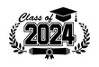 2024 class graduate. The concept of decorate congratulation for school graduates. Design for t-shirt, flyer, invitation, greeting card. Illustration, vector