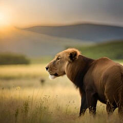 Wall Mural - lion in the savannah