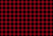 Interesting buffalo plaid pattern woven from black and red, two colors associated with American lumberjack, rugged styles or outdoorsy culture, commonly seen in flannel skirts, jackets and other items