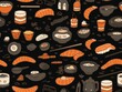 Sushi drawn style seamless tiles (generative AI)