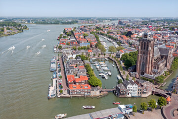 Poster - Aerial from the historical city Dordrecht in Zuid Holland the Netherlands