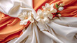 © Korea Saii - Beautiful Flower on Silky Fabric Wallpaper Background Backdrop Digital Art Journal Generative AI KI Illustration
