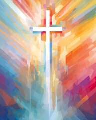 abstract background with cross and rays. ai generative