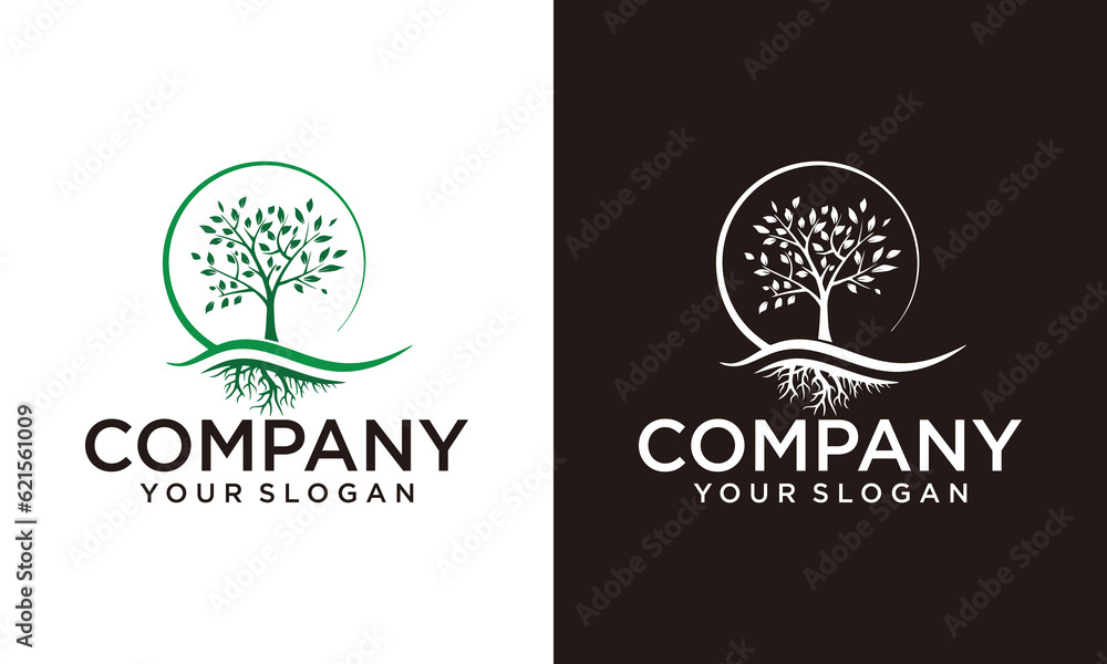 Circle Tree vector logo this beautiful tree is a symbol of life, beauty ...