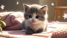 Very Cute Kitten Realistic Photo