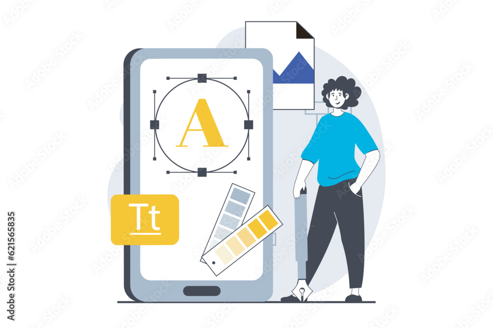UI UX design concept with people scene in flat graphic for web. Man ...