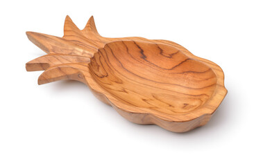 Wall Mural - Empty pineapple shaped wood serving bowl