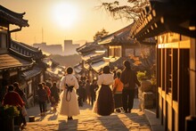Sunset Over The Korean Village Generative AI