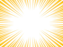 Sun Rays Or Explosion Boom For Comic Books Radial Background Vector. Speed Rays. Action, Speed Lines, Stripes For Comic Book Frame. Dynamic, Speed Stripes Abstract Frame. Comic Book Yellow Background.