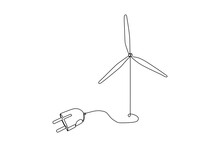 Continuous Line Electric Powered Windmill Vector Illustration