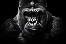 Powerful Male Gorilla On Black Background. Wild Angry Gorilla Or Ape Face Portrait. Generative AI

Portrait Face Powerful Dominant Male Gorilla On Black Background, 