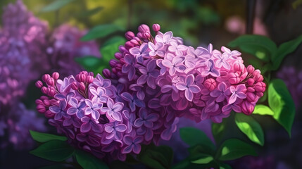 Blooming lilac flowers. Generative Ai