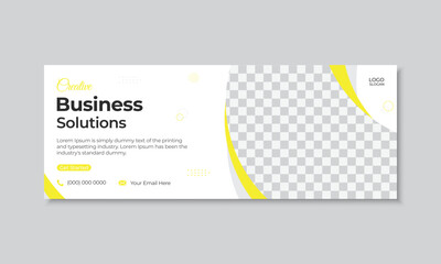 Wall Mural - Creative business corporate marketing agency facebook cover design, web banner ad template with photo placeholder, modern business promotion for social media cover