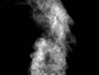 Black and white smoke, isolated on black background