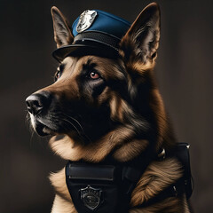 Wall Mural - police officer dog