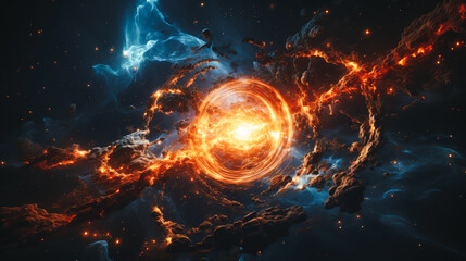Wall Mural - abstract space background with nebula, stars and galaxies
