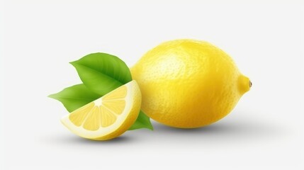 Poster - lemon on white background