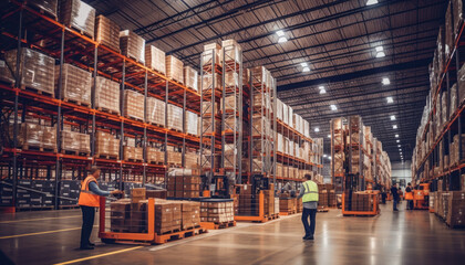 Image of a modern picking warehouse in all its bustling glory.diploma, two people, graduation, young adult, pride, certificate, looking at camera, retirement, campus, one person, university, confidenc