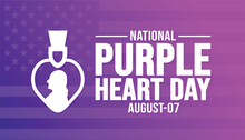 National Purple Heart Day Background Template. Holiday Concept. Background, Banner, Placard, Card, And Poster Design Template With Text Inscription And Standard Color. Vector Illustration.
