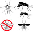 Set of mosquito icons. Anti mosquito. Mosquito emblems. Set of design elements in vector.