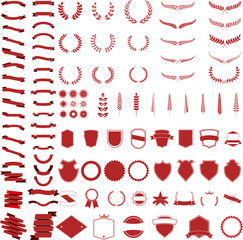 Wall Mural - Set of vector wreaths and branches. Design elements for logo, label, emblem, badge, sign. Vector illustration.