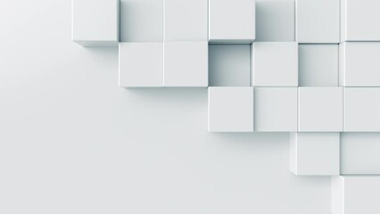 Wall Mural - white 3d abstract background. boxes motion texture with copy space for clean and creative business c