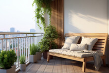 "Elevated Tranquility: Modern Minimalist Balcony Design With Lush Plant Decor