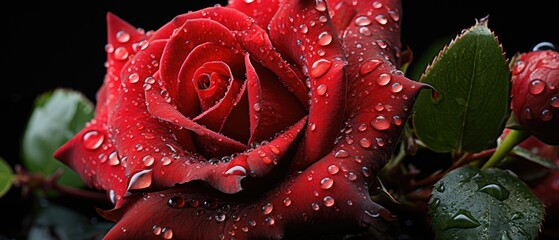 red rose with dew droplets generated by AI