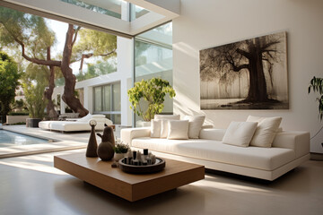 Wall Mural - Homely Haven: Modern Minimalist Interior Design for a Living Room