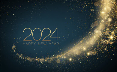 2024 New Year Abstract shiny color gold wave design element