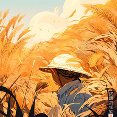 Poster - wheat field at sunset harvest season wheat wallpaper background