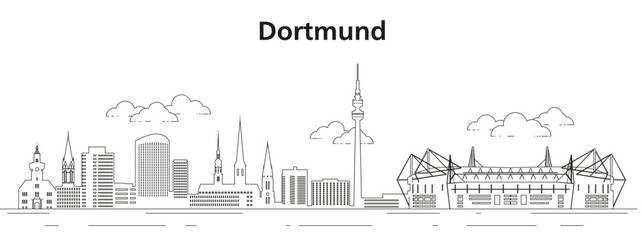 Wall Mural - Dortmund skyline line art vector illustration