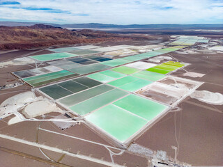 Lithium fields in the Atacama desert in Chile, South America - a surreal landscape where batteries are born