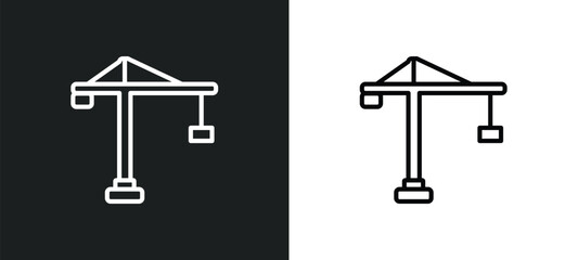 Wall Mural - crane outline icon in white and black colors. crane flat vector icon from construction collection fo