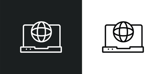 Wall Mural - surfing the net outline icon in white and black colors. surfing the net flat vector icon from comput