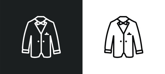 Wall Mural - tuxedo outline icon in white and black colors. tuxedo flat vector icon from clothes collection for web, mobile apps and ui.