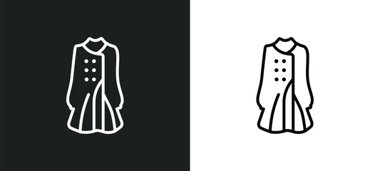 Wall Mural - trench coat outline icon in white and black colors. trench coat flat vector icon from clothes collection for web, mobile apps and ui.