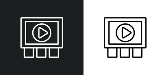 Wall Mural - cinema screen outline icon in white and black colors. cinema screen flat vector icon from cinema col