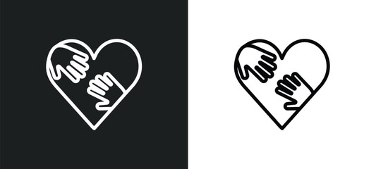 Wall Mural - solidarity outline icon in white and black colors. solidarity flat vector icon from charity collecti