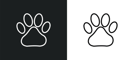 Poster - dog pawprint outline icon in white and black colors. dog pawprint flat vector icon from charity collection for web, mobile apps and ui.