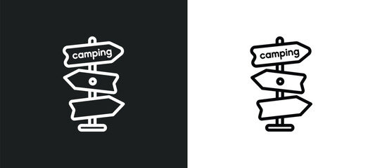 Wall Mural - direction outline icon in white and black colors. direction flat vector icon from camping collection