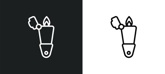 Canvas Print - lighter outline icon in white and black colors. lighter flat vector icon from camping collection for web, mobile apps and ui.