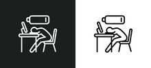 Sleepy Worker At Work Outline Icon In White And Black Colors. Sleepy Worker At Work Flat Vector Icon From Business Collection For Web, Mobile Apps And Ui.