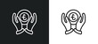 pound coin on hands outline icon in white and black colors. pound coin on hands flat vector icon from business collection for web, mobile apps and ui.