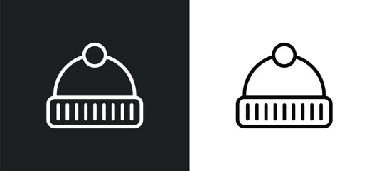 Wall Mural - winter hat outline icon in white and black colors. winter hat flat vector icon from autumn collection for web, mobile apps and ui.